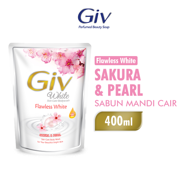 Giv White Sabun Mandi Cair Sakura Pouch 400ml