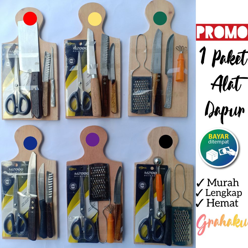 Pisau Dapur Produk Termurah  Paket 5 In 1 Paling Lengkap Dan Murah - Piso Daging Anti Karat Pengiris Sayur Sehat Bebas Karat