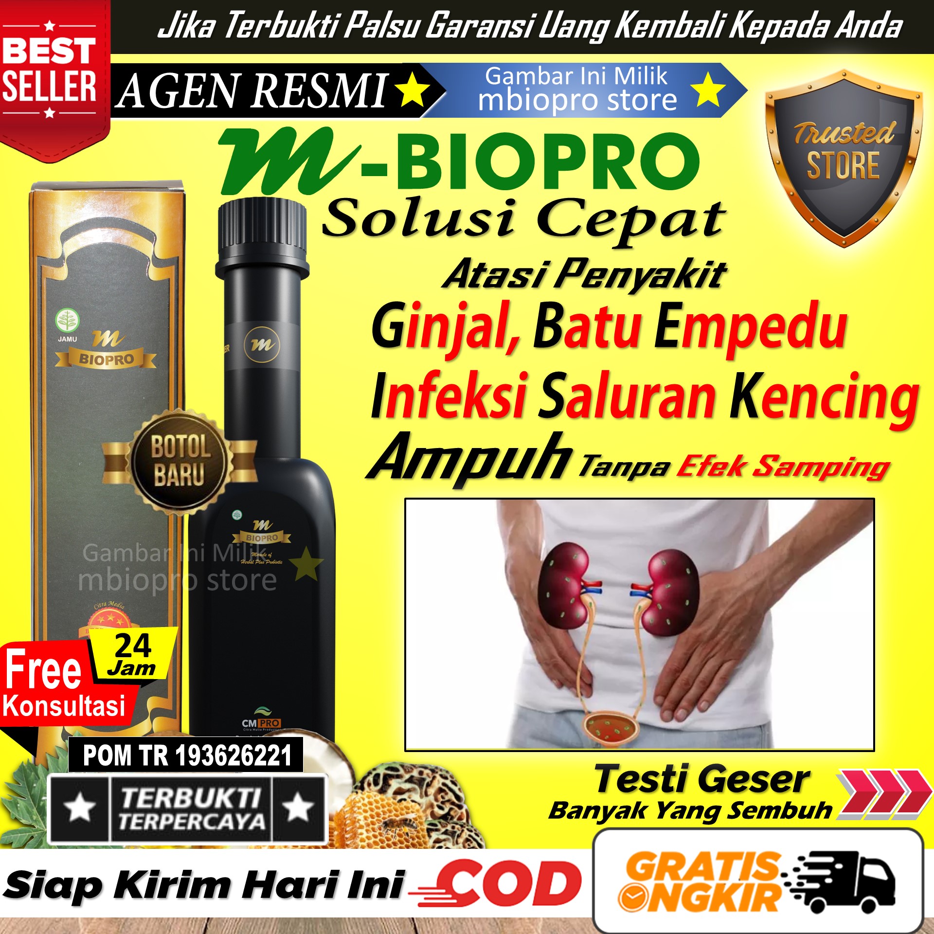 BEST SELLER M BIOPRO Jamu Bukan Obat Ampuh Infeksi Saluran Kencing ISK Gagal Ginjal Tanpa Efek Samping Batu Empedu - Batu Ginjal - Pembengkakan Ginjal - Infeksi Ginjal - Prostat - MBIOPRO Herbal Ferme
