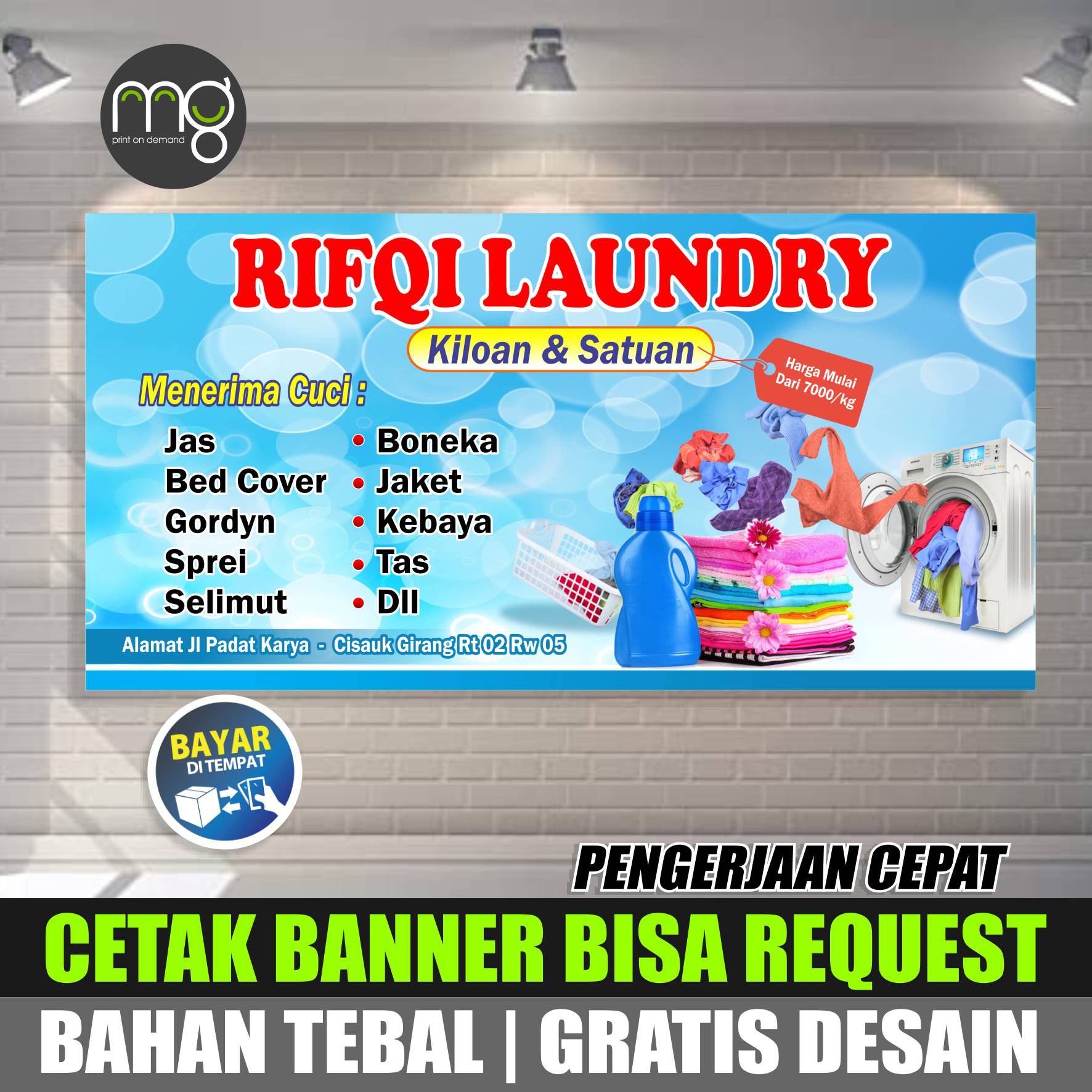 Spanduk laundry & head cleaning - banner jasa setrika  dengan Desain yang Bisa Request dan Custom Sesuai Keinginan - Bahan Tebal dan kuat