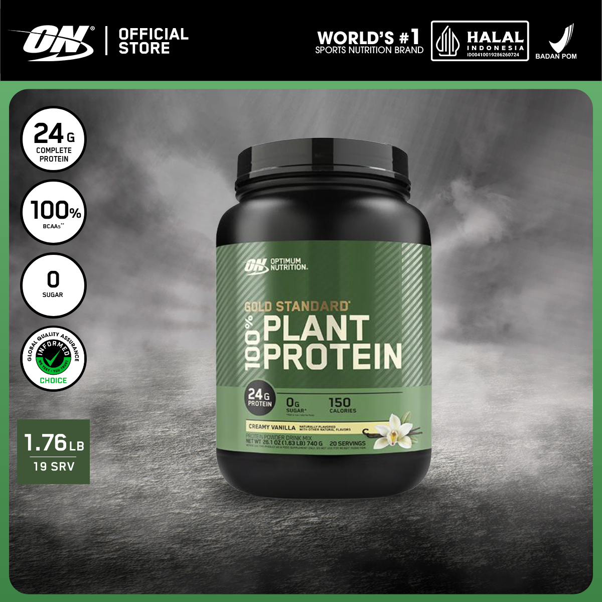 Optimum Nutrition Gold Standard 100% Plant Protein 1.7 lbs - Susu Protein / Powder / Suplemen / Gym / Vegan / Natural