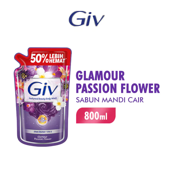 Giv Beauty Sabun Mandi Cair Passion Flowers & Sweet Berry Pouch 800ml