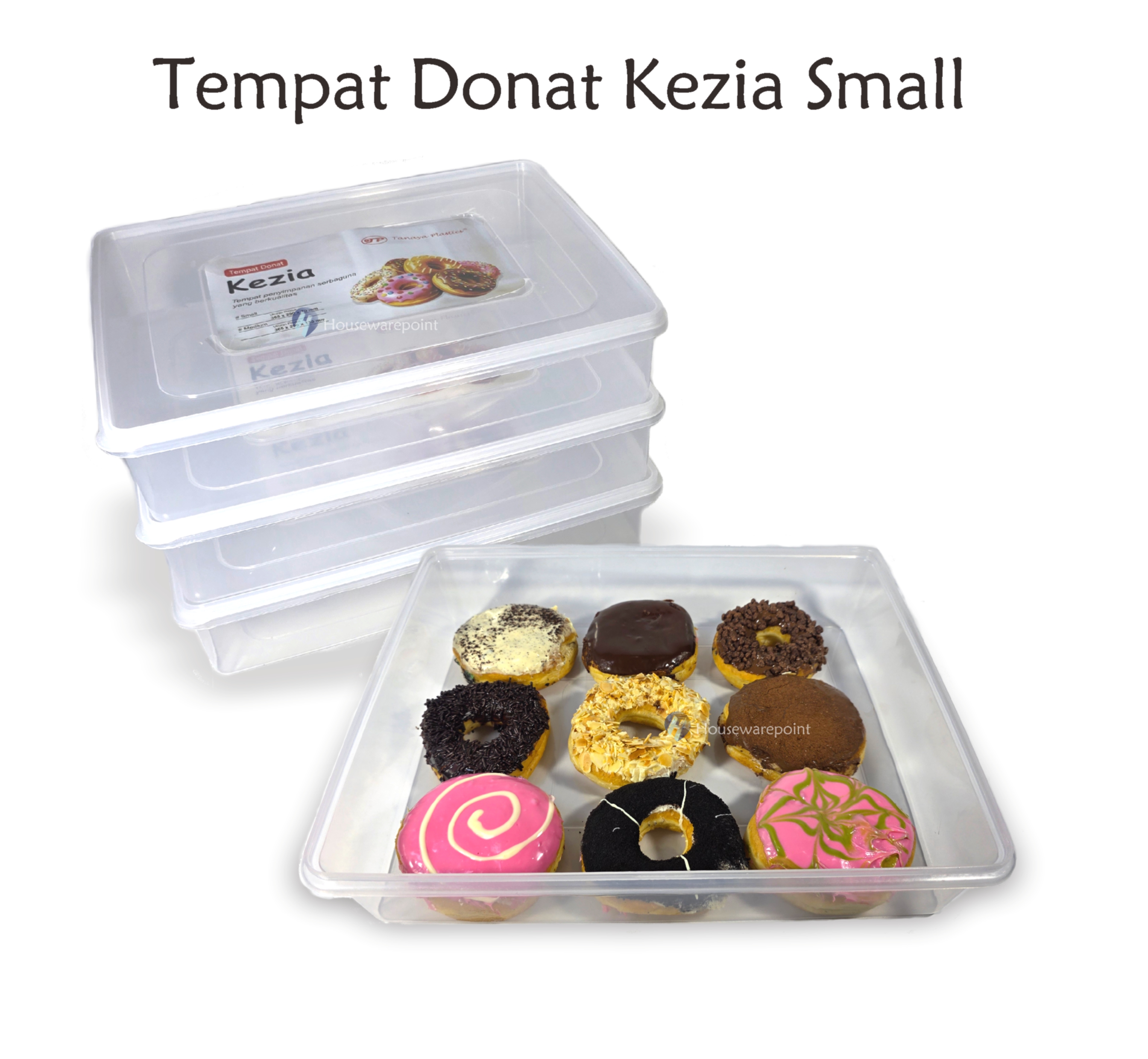 2 pcs Tempat donat 7200 ml / Tepak donat / Tepak roti/ Kotak donat/  Kontainer makanan (TEMPAT DONAT KEZIA SMALL)