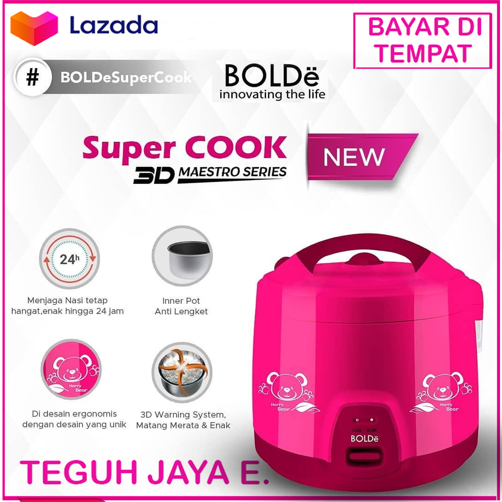 BOLDE SUPER COOK MAESTRO SERIES Rice Cooker 3in1 18LITER ORIGINAL BOLDE - WARNA PINK