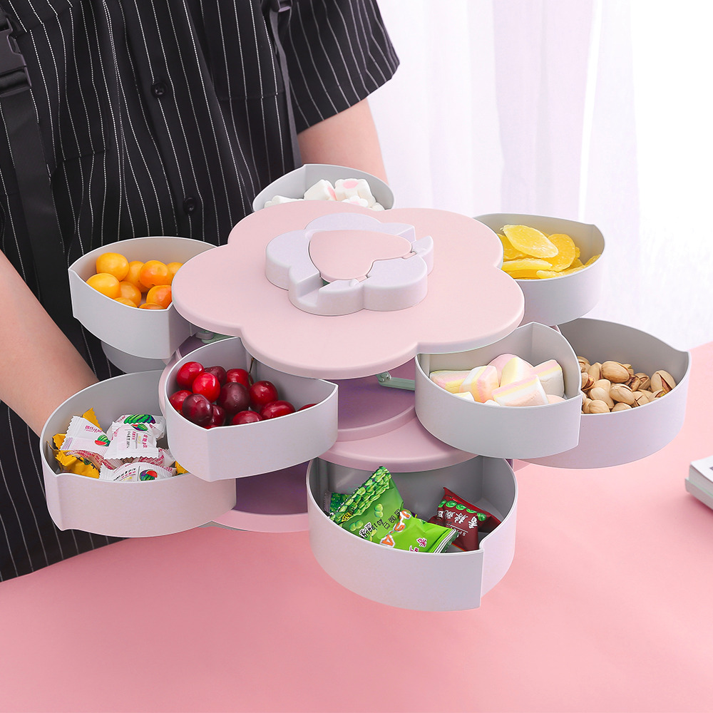 SUPERMARKET IMPORT EXPORT Toples Kue Cantik Bunga 5 Sekat Penyimpanan Camilan/ Toples Unik / Toples Camilan / Toples Camilan Bentuk Bunga Dengan Desain Cantik Dan Bisa Diajdikan Sebagai Hiasan Rumah A