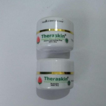 Paket Glowing 2pcs Theraskin Cream Malam Lightening Plus dan Suncare Whitening Glowing seketika saat pertama pemakaian