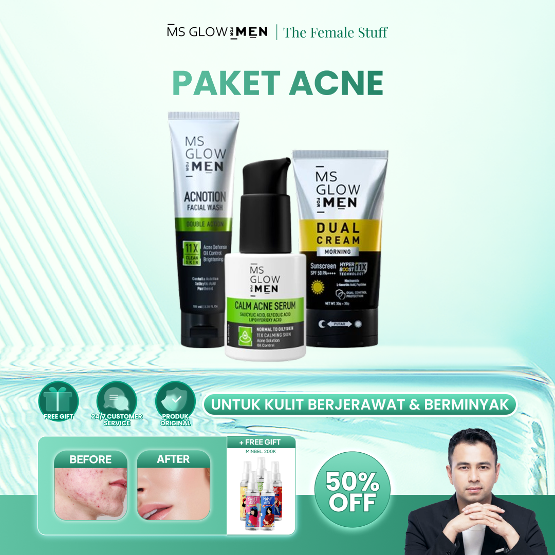 Ms Glow Men Skincare Wajah Pria Ms Glow For Men New Paket Brightening Acne Hydrating Skincare Cowok Perawatan Wajah Pria