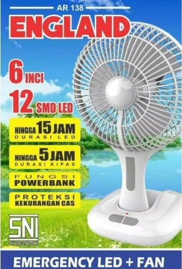 [ COD ]Surya Emergency Kipas Angin Meja England Portable 6 inc SDR 27/ kipas portable mini/kipas portable robot / kipas portable karakter / kipas portable besar - Alia