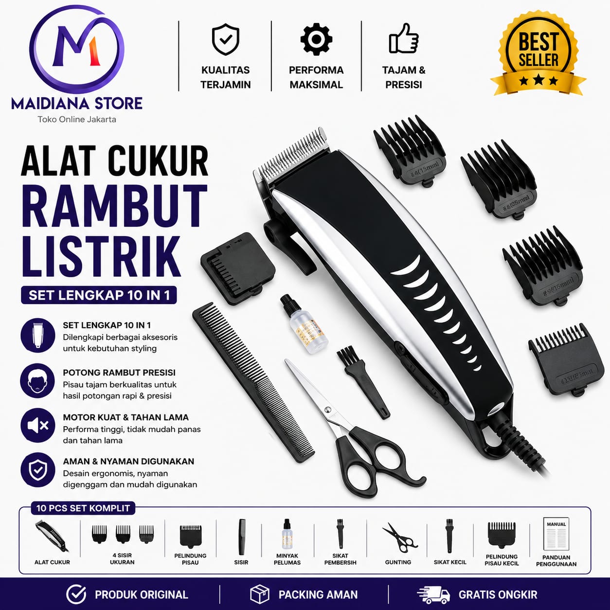 BISA COD Alat Cukur Rambut Listrik WAER 4604 /Alat Mesin Cukur Babershop Salon