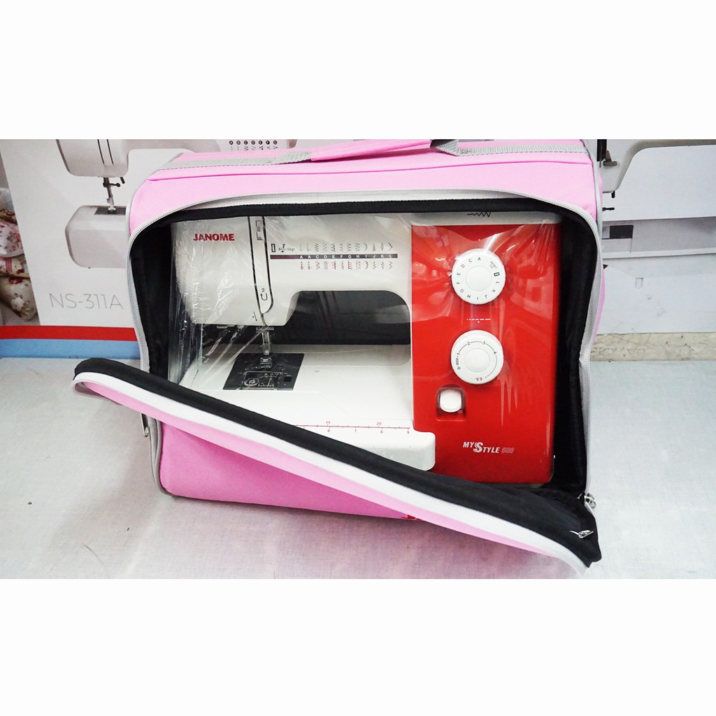 tas mesin jahit merk janome/carry case sewing machine janome - pink