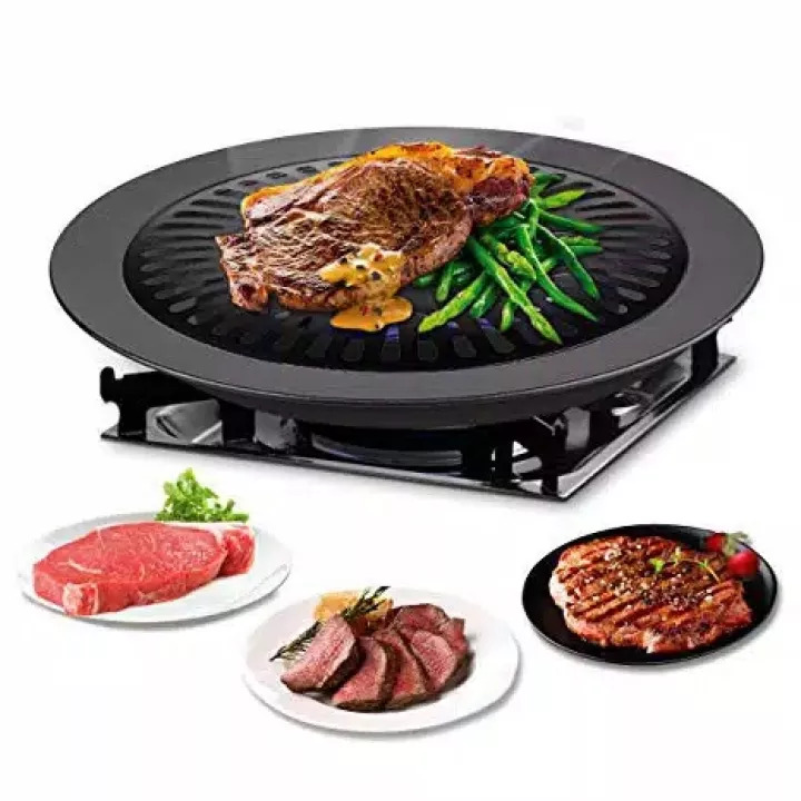 Terlaris!!! Smokeless Barbeque Grill Non Stick 32cm Panggangan Bulat BBQ Grill Pan - Dapoer Modern