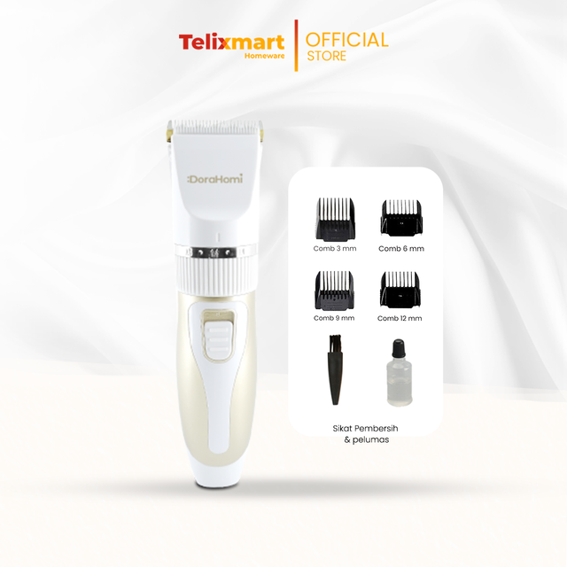 DoraHomi Alat Cukur Rambut Elektrik Hair Clipper Mesin Pencukur Cas Pisau Cramic