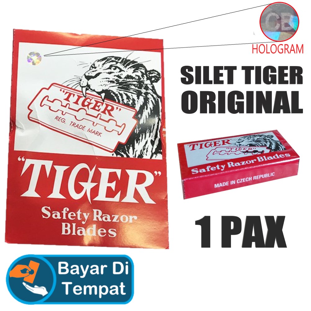 ( 1 PAK BESAR HOLOGRAM ) SILET TIGER 100% KEASLIAN / PISAU CUKUR MACAN / ISI FULL  (1 Pax - 10 Kotak) Berhologram Bayar di Tempat / MILLENIUM STORE