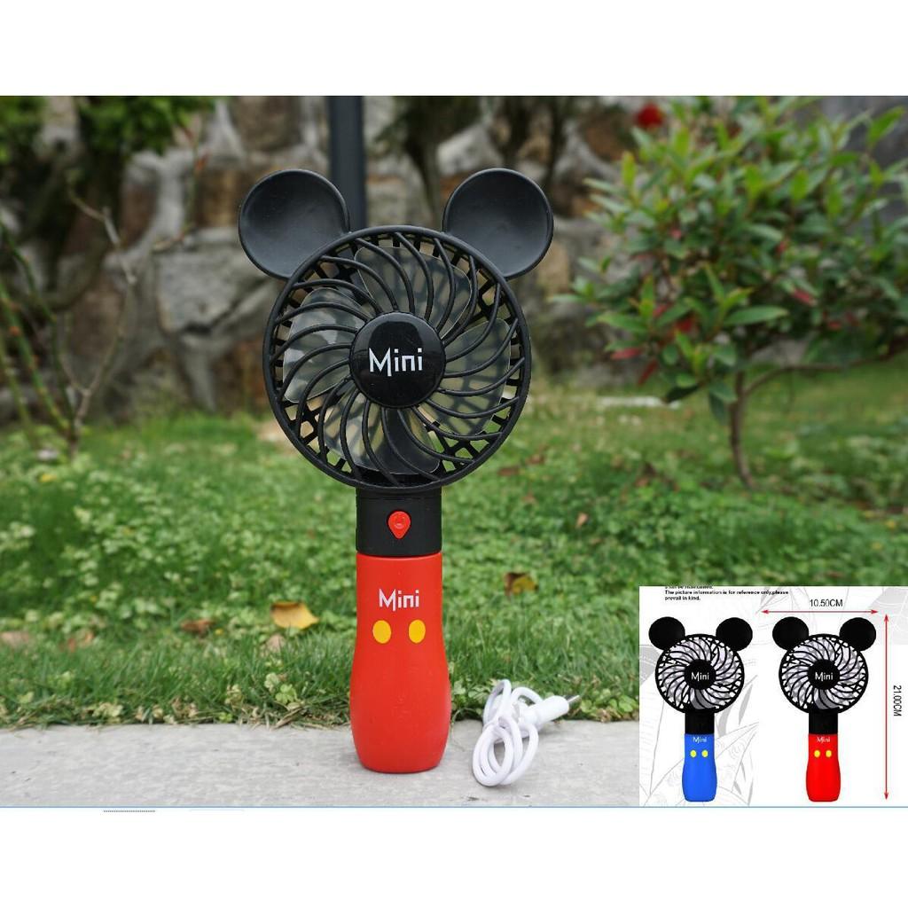 Kipas Angin Tangan Murah Angin Kencang Mickey Minnie Genggam Kekinian Non LED Portable Karakter Lucu USB Handheld Mini Fan - Random