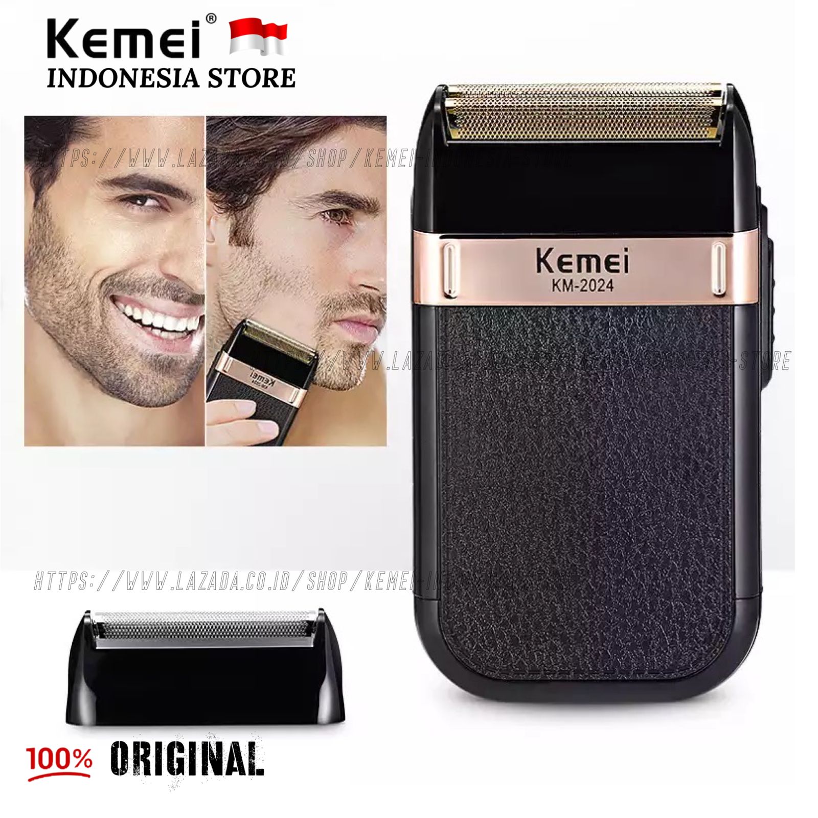 Kemei KM 2024 Alat Cukur Jenggot Kumis Botak Rata Kulit USB Shaver Mesin Cukuran Elektrik KM-2024
