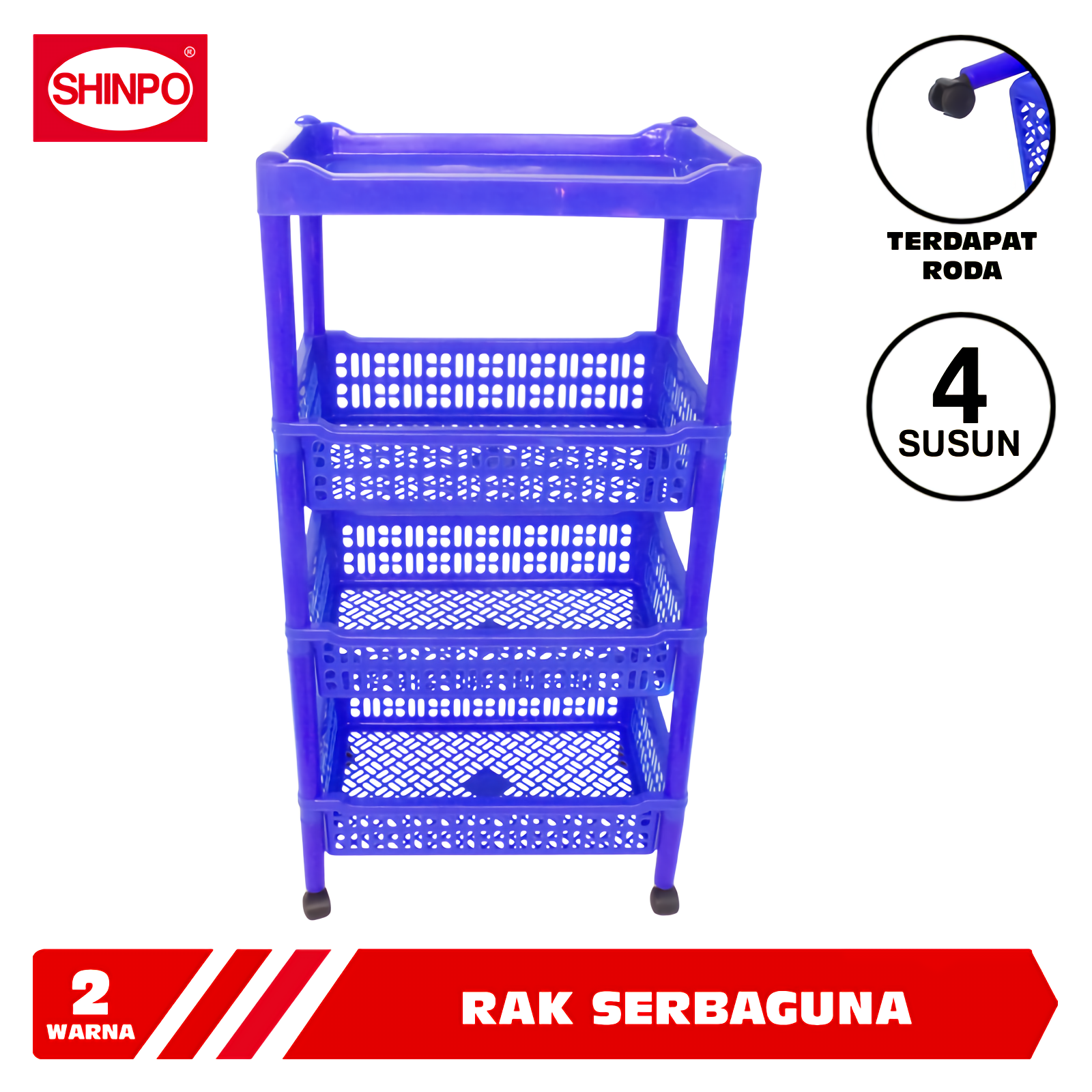 SHINPO Rak Salon / Dapur Plastik Dengan Roda 4 Susun Multifungsi Megalo Rack SPO-SIP-819
