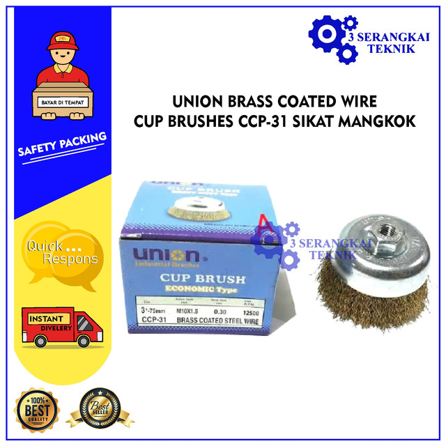 UNION BRASS COATED WIRE CUP BRUSHES SIKAT MANGKOK