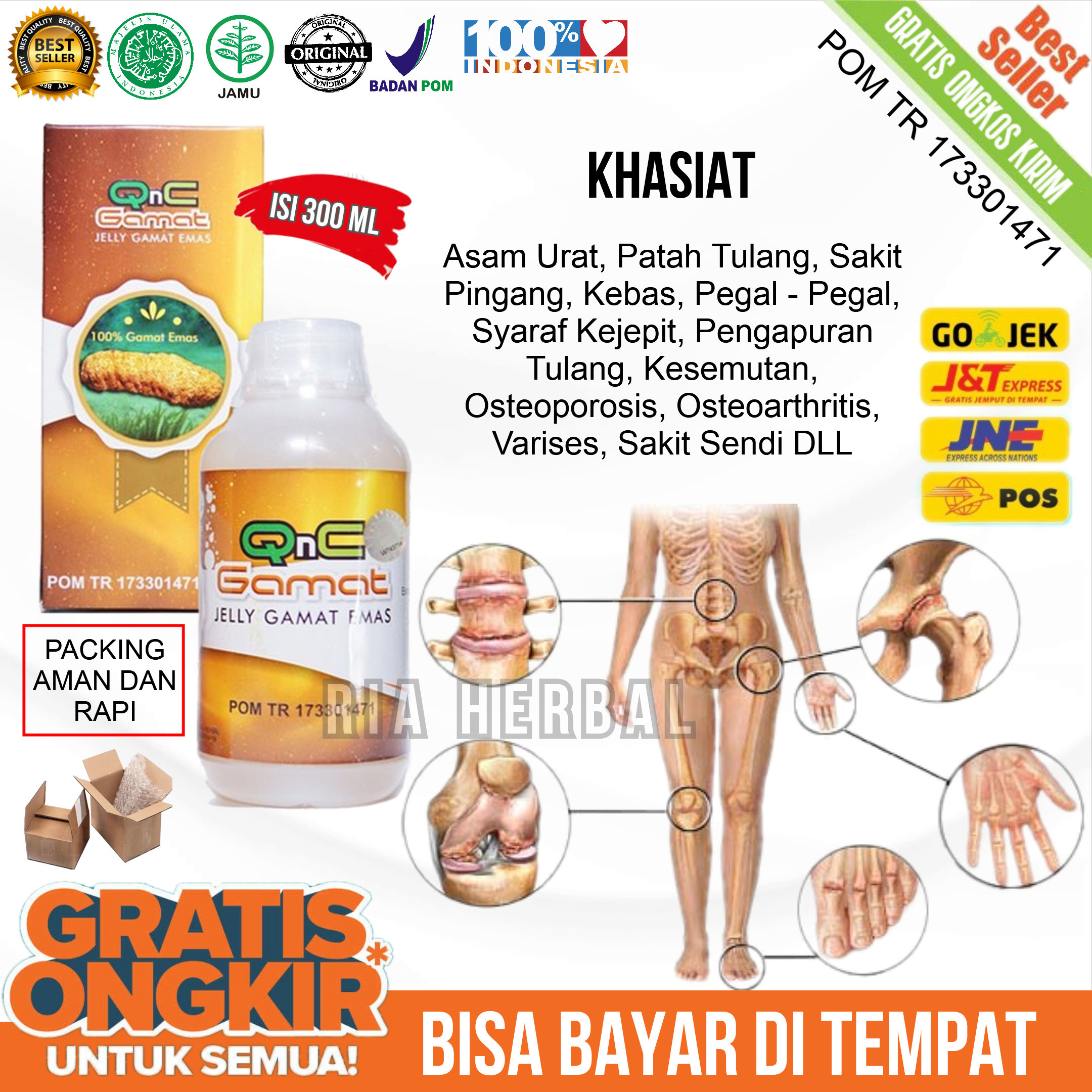 [BAYAR DITEMPAT / COD] Obat Kram pada otot Obat Tetanus Obat Polio Obat Sakit Pinggang Obat Terkilir DLL - QNC Jelly Gamat
