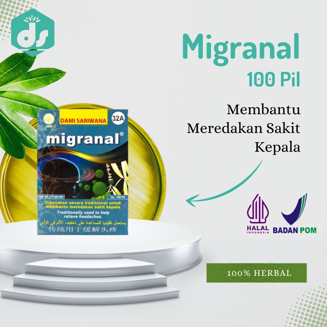 [TWINPACK] MIGRANAL 100 Pil Herbal Alami Halal Meredakan Menyembuhkan Sakit Kepala BPOM