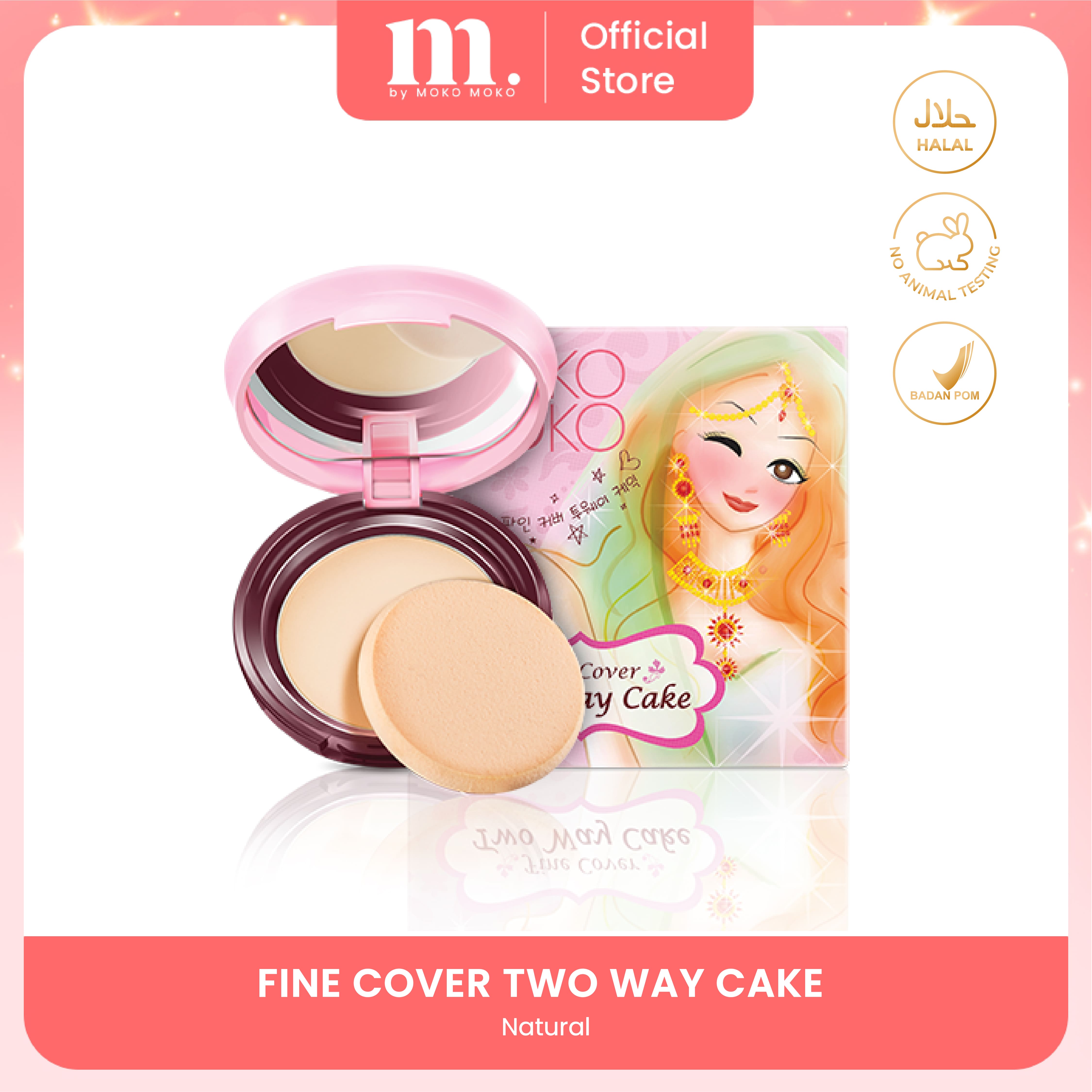 Moko Moko Fine Cover Two Way Cake -  Long-Lasting Face Makeup Powder