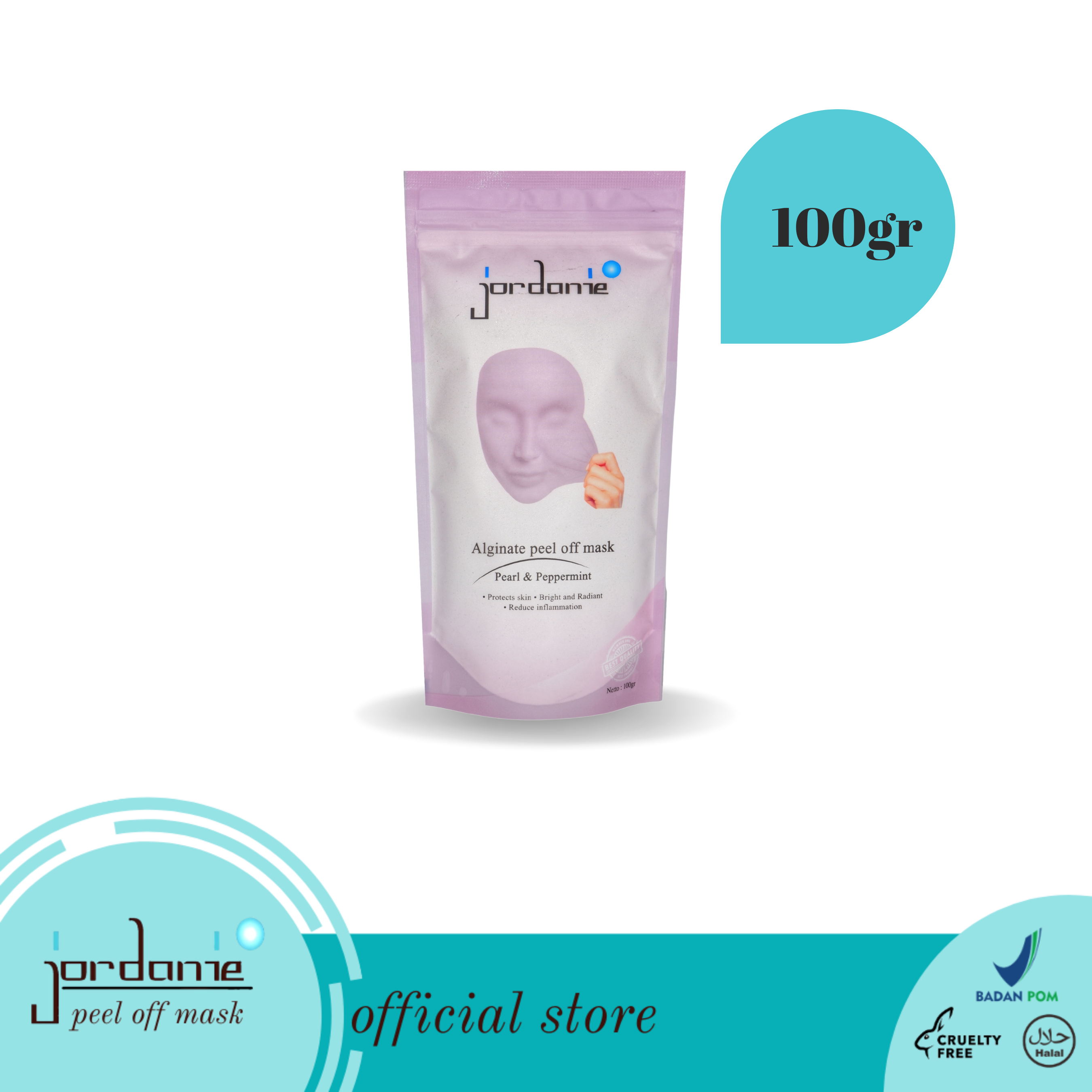 Jordanie Peel Off Powder Mask 100 gram - Pearl & Peppermint