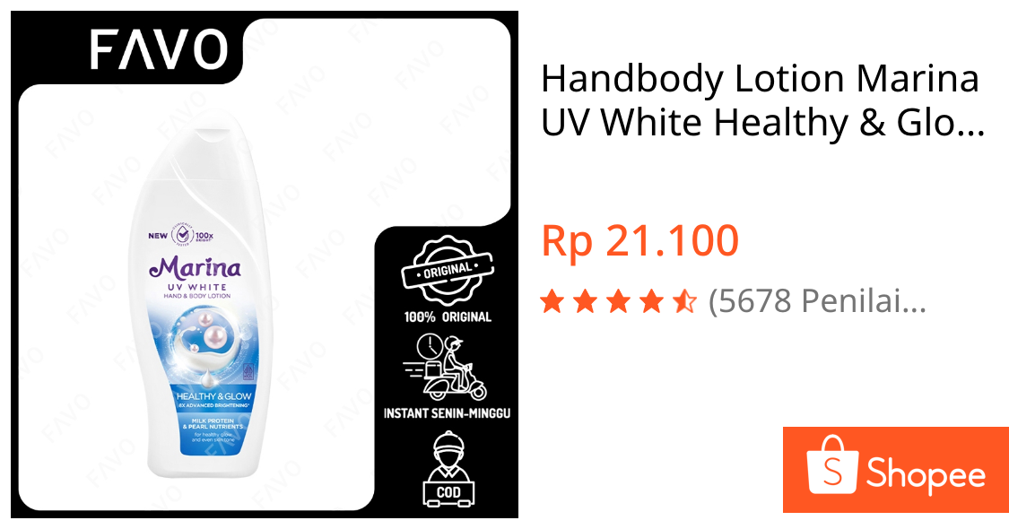 Jual Handbody Lotion Marina UV White Healthy & Glow - 460 mL | Shopee Indonesia