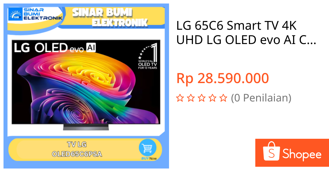 Jual LG 65C6 Smart TV 4K UHD LG OLED evo AI C6 65 Inch Dolby Atmos - OLED65C6PSA / 65C6PSA | Shopee Indonesia