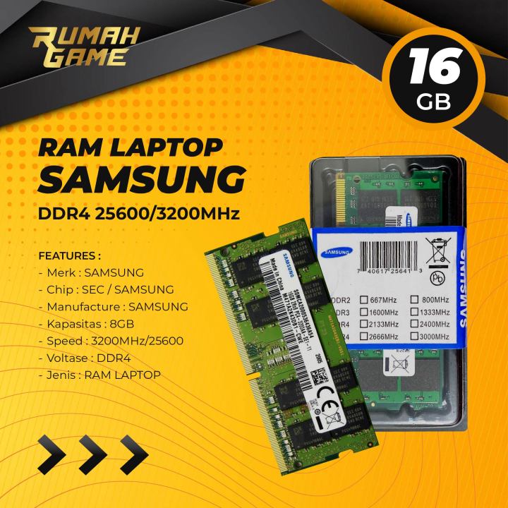 Samsung Ram Laptop 16Gb DDR4 25600/3200Mhz Sodimm 16gb RAM