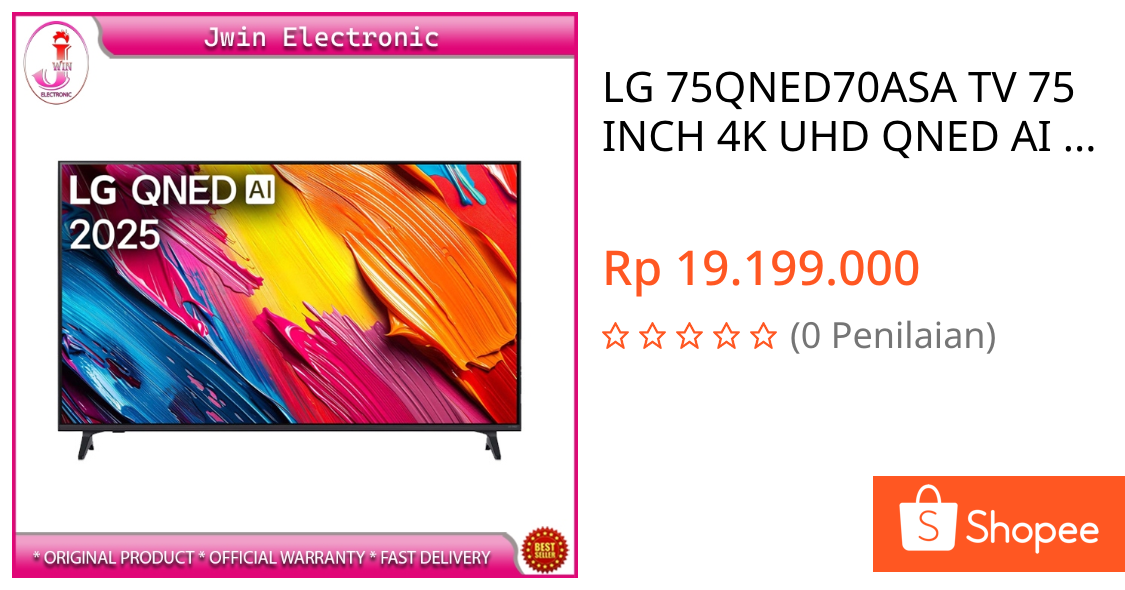 Jual LG 75QNED70ASA TV 75 INCH 4K UHD QNED AI Smart TV / 75 QNED 70 / 75-QNED-70 / 75QNED70 / QNED70 | Shopee Indonesia