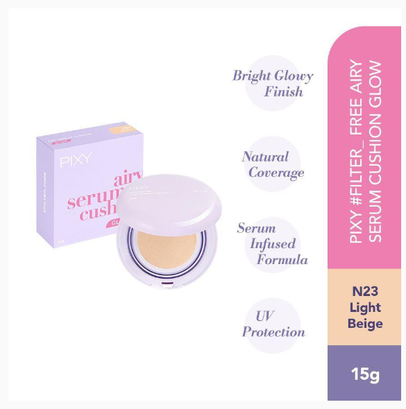 PIXY Filter Free Airy Serum Cushion Glow N23 Light Beige 15g