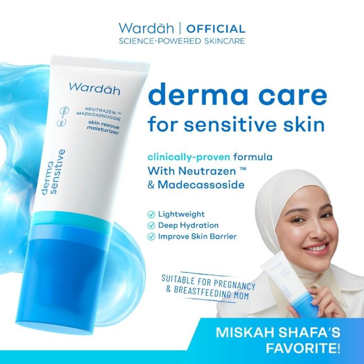 WARDAH Derma Sensitive Skin Rescue Moisturizer NeutrazenTM + Madecassoside | Netto 50 gr | Menghentikan Kemerahan, Mengembalikan Skin Barrier, Soothing Skin | Lazada Indonesia