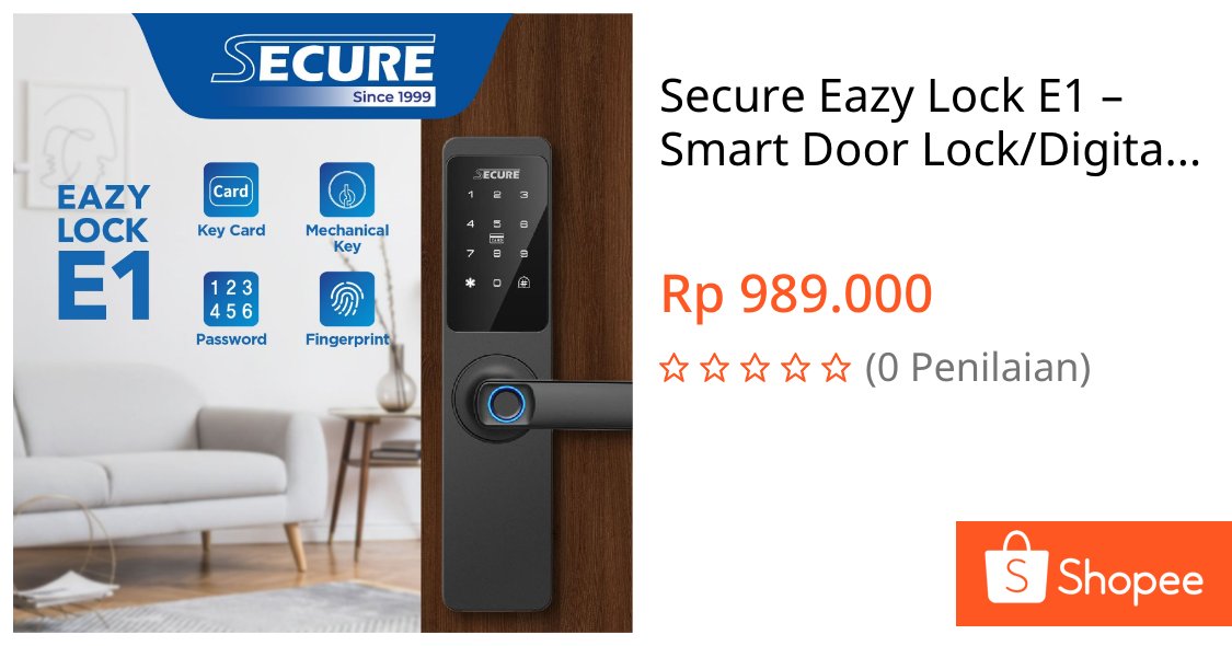 Jual Secure Eazy Lock E1 – Smart Door Lock/Digital Door Lock/ Kunci Pintu Sidik Jari | Shopee Indonesia