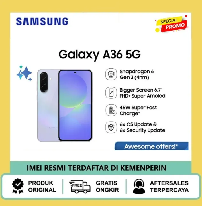Samsung Galaxy A36 5G 12/256 GB - | Galaxy AI | Snapdragon 6 | 45W Super Fast Charge | Lazada Indonesia