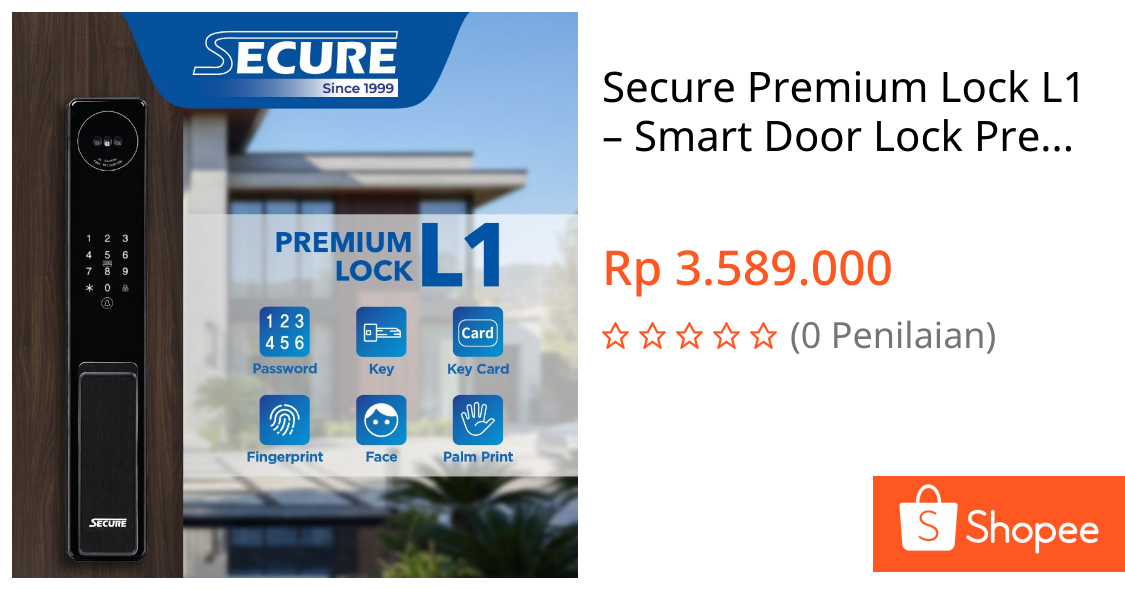 Jual Secure Premium Lock L1 – Smart Door Lock Premium/Digital Door Lock/ 3D Face Recognition Lock | Shopee Indonesia