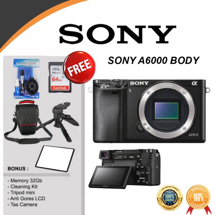 Sony Alpha 6000 Body Only Camera Paket Bonus Garansi Resmi A6000