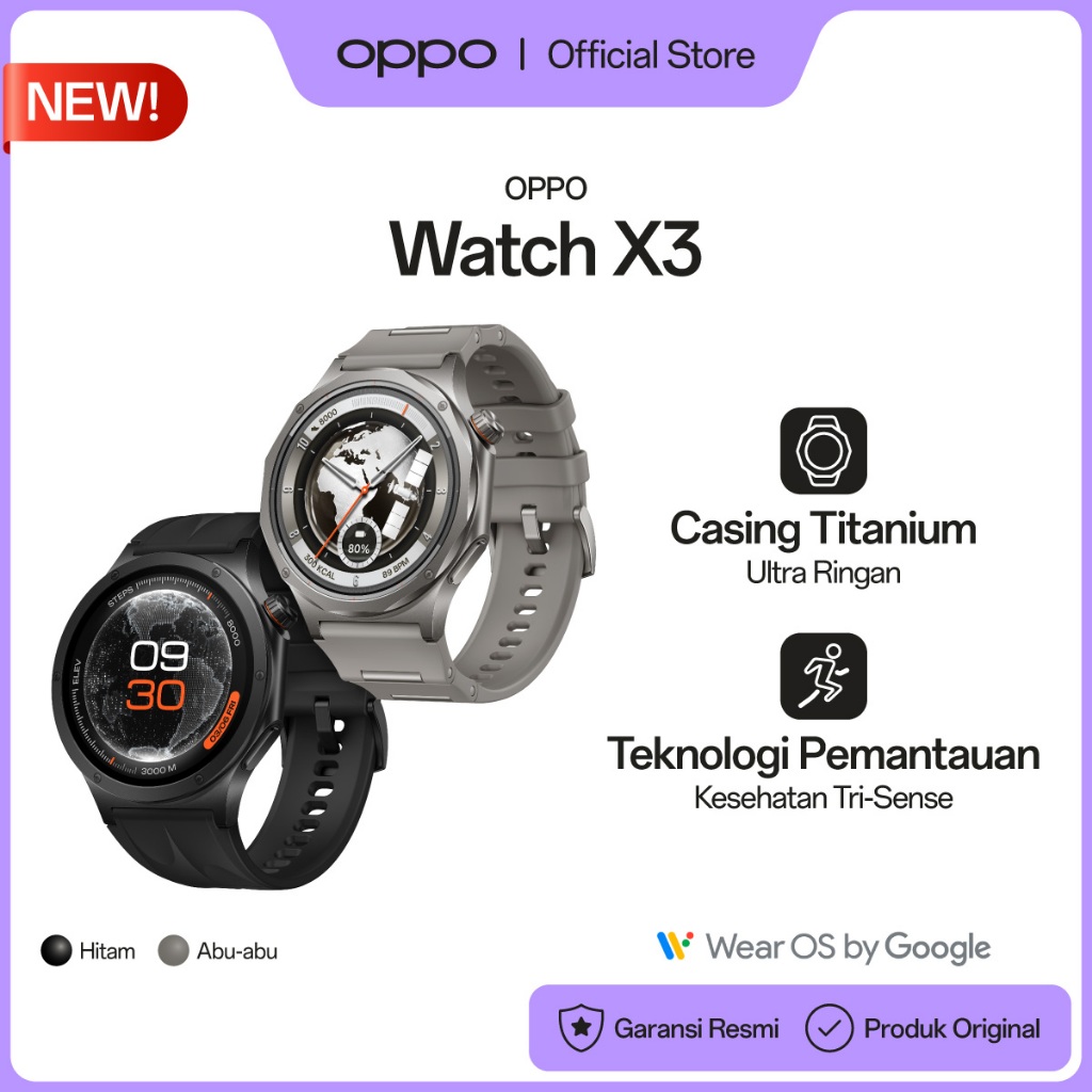 Jual [BARU] OPPO Watch X3 OWWE261 [Aerospace-Grade Titanium Alloy Body, NFC Smart Card Support, IP68 IP69 Water Dust Resistance, Tri-Sense Health Tracking Tech] | Shopee Indonesia