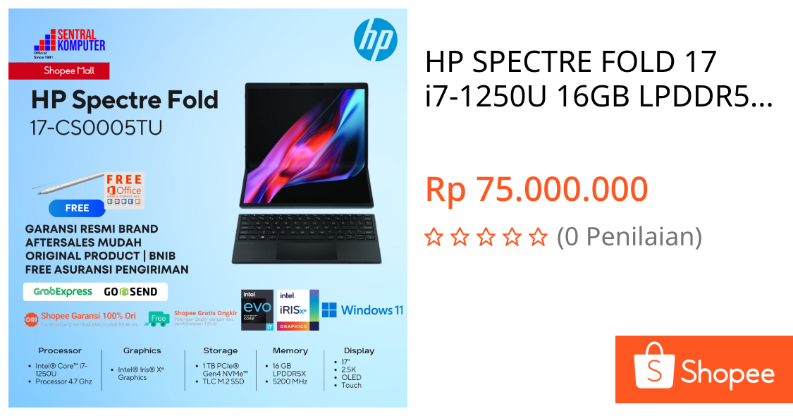 Jual HP SPECTRE FOLD 17 i7-1250U 16GB LPDDR5 1TB SSD EVO Windows + OFFICE | Shopee Indonesia