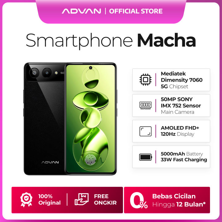 ADVAN Macha 5G 8GB+256GB | Dimensity 7060 | Baterai 5000mAh I AMOLED 120Hz | NFC | Bypass Charging | AI Assistant | Lazada Indonesia