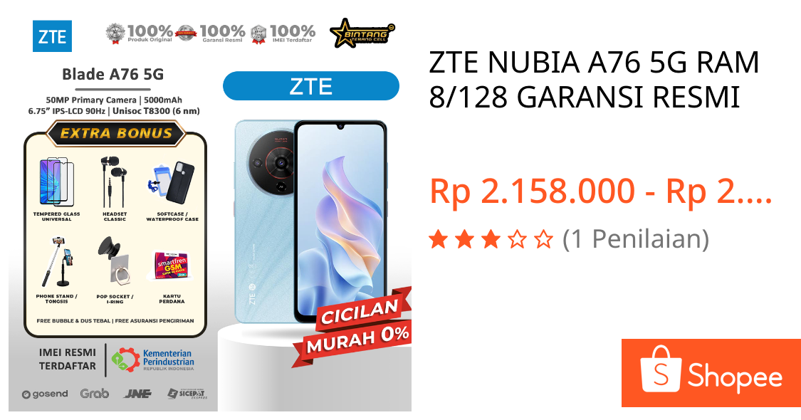 Jual ZTE NUBIA A76 5G RAM 8/128 GARANSI RESMI | Shopee Indonesia