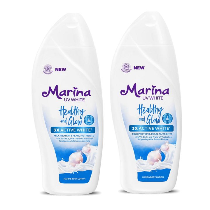 Marina Hand Body Lotion UV White Healthy & Glow 460 ml 2 pcs | Lazada Indonesia