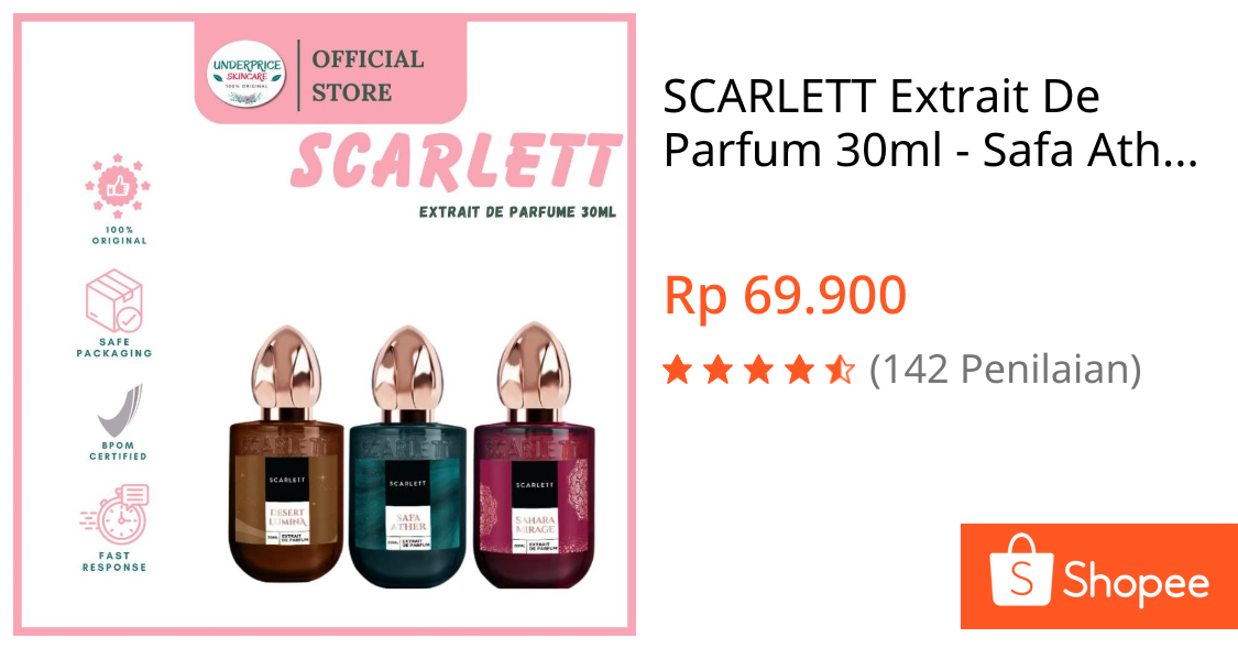 Jual SCARLETT Extrait De Parfum 30ml - Safa Ather | Sahara Mirage | Dessert Lumina | Shopee Indonesia