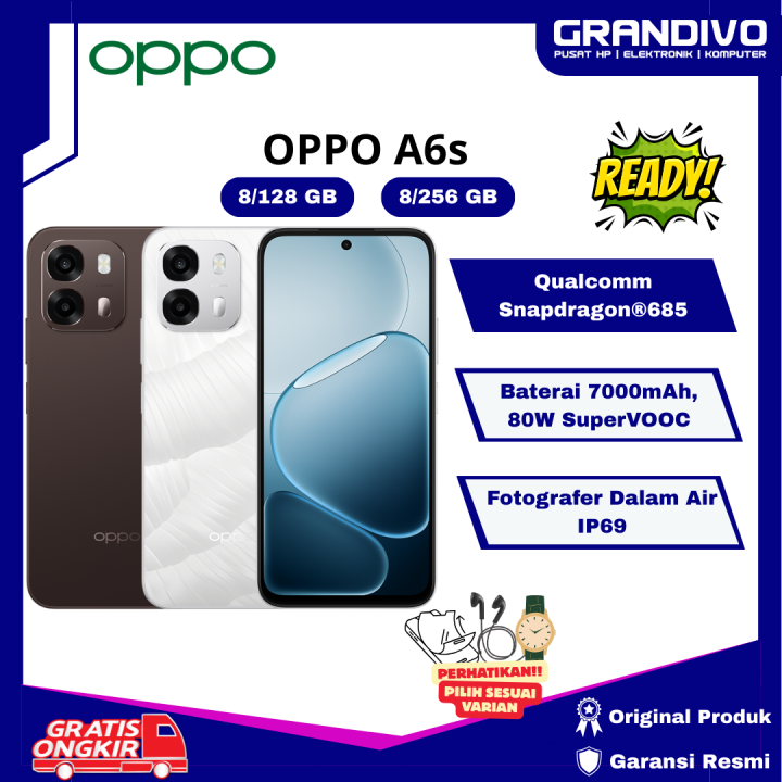 NEW OPPO A6s 8GB/256GB Photography Underwater IP69 7000mAh 80W SuperVOOC Garansi Resmi - Grandivo