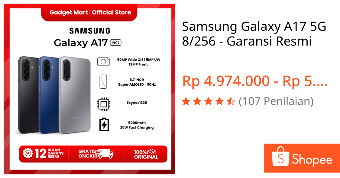 Jual Samsung Galaxy A17 5G 8/256 - Garansi Resmi | Shopee Indonesia