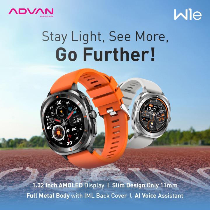 ADVAN Smartwatch W1e AI Voice Assistant AMOLED Display 1.32” Bluetooth Call Waterproof IP68 Slim Design Ultra Light Metal Body 30 Days Standby Time 100+ Sports Mode | Lazada Indonesia