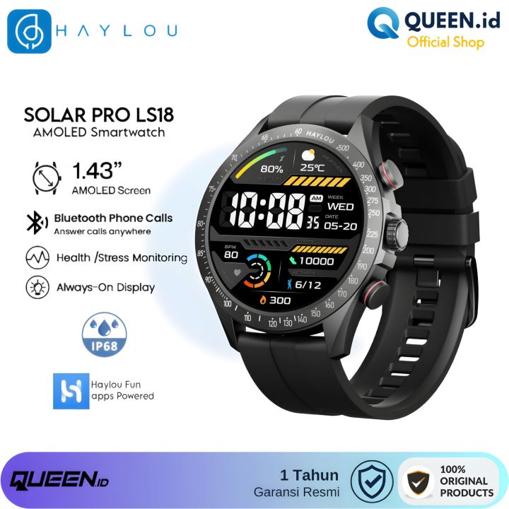 Haylou SOLAR PRO LS18 Smartwatch AMOLED 1.43" AOD IP68 BT Call Sport | Lazada Indonesia