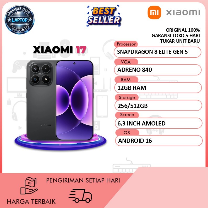 Jual Xiaomi 17 Snapdragon 8 Elite GEN 5 RAM 12GB Storage 256/512GB 6.3 Inch AMOLED 120HZ Garansi Resmi 1 Tahun | Shopee Indonesia