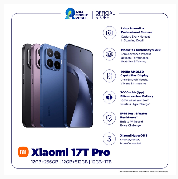 Xiaomi 17T Pro (12GB+256GB | 12GB+512GB | 12GB+1TB)