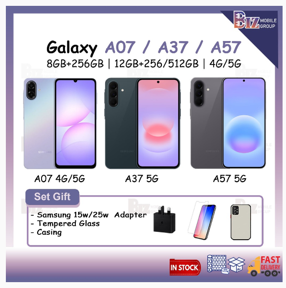 Samsung Galaxy A37 5G / A57 5G / A07 4G / A07 5G [ 8GB+256GB | 12GB+256/512GB ] | Original Malaysia New Set
