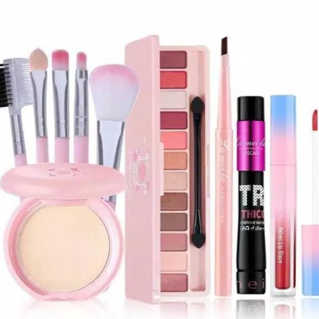 Paket Make up Paket Kosmetik Lengkap Bedak Wardah 6 in 1 - Bedak - Mascara - Eyeliner - Lipcream - Pensil Alis - 7in1 lameila import makeup profesional