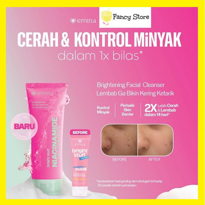 Emina Niacinamide Oxy Ceramide Brightening Face Wash 100ml Kemasan BESAR | Sabun Muka Cerah Glowing Anti Kusam